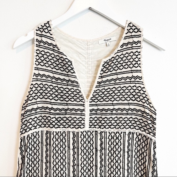 Madewell Embroidered Shift Dress Black Cream - Picture 4 of 11